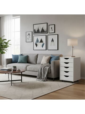 relaxdays Rollcontainer in Weiß - (B)40 x (H)66,5 x (T)40 cm