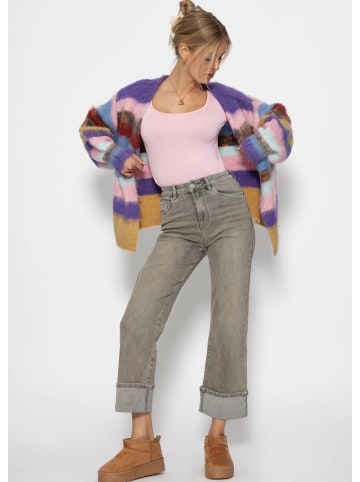 SASSYCLASSY Langarmshirt mit Ausschnitt in Rosa