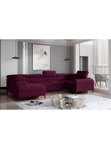 MF Design Esco Recamiere Links in Weinrot -  (L) 200 x (B) 336 x (H) 92 cm