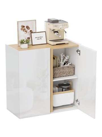 HOMCOM Sideboard in Hochglanzweiß 80L x 40B x 80H cm