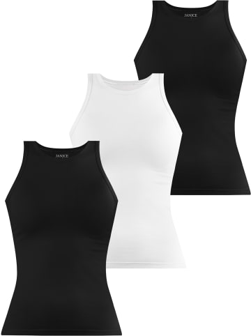 Janice 3 x Damen Top hochgeschlossen Nauta in Schwarz/Weiß/Schwarz