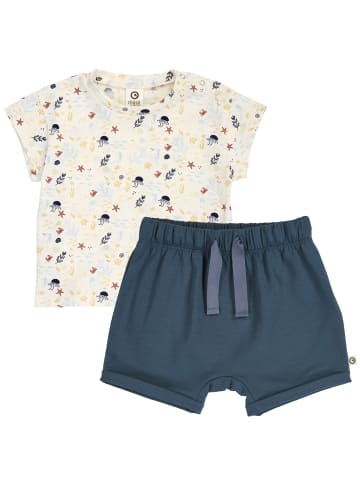 müsli Set aus Babyshorts und Babyshirt in Tofu/ Hemp/ Navy