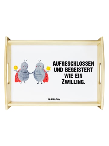 Mr. & Mrs. Panda Dekotablett Sternzeichen Zwilling mit Spruch in Weiß