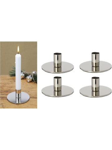Novaliv 4er-Set Stabkerzenhalter Silber Weihnachtsdekoration Candle Holder 10x in Silber