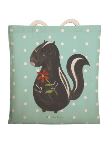 Mr. & Mrs. Panda Schultertasche Stinktier Blume ohne Spruch in Türkis Pastell