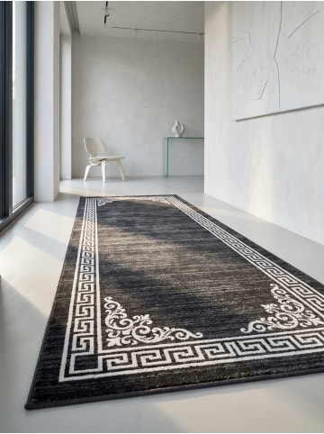 KADIMA DESIGN Teppich Kurzflor Waschbar Mäander ASPEN Strapazierfähig OEKO-TEX in Grau