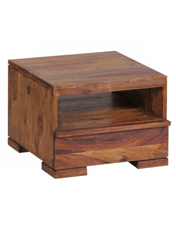 FineBuy Nachttisch in Braun / Sheesham / 40x40x30