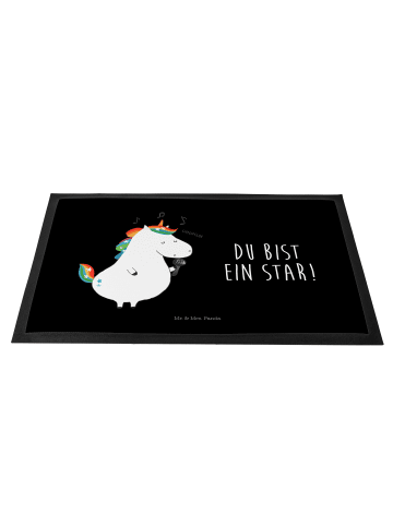Mr. & Mrs. Panda Fußmatte Einhorn Sänger mit Spruch in Schwarz