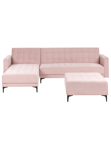 Beliani 3-tlg Schlafsofa ABERDEEN in Rosa/Schwarz
