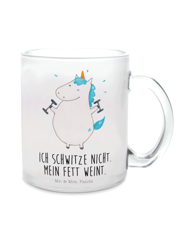 Mr. & Mrs. Panda Tasse Einhorn Fitness mit Spruch in Transparent