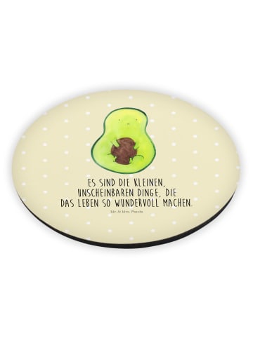 Mr. & Mrs. Panda Rund Magnet Avocado Kern mit Spruch in Gelb Pastell