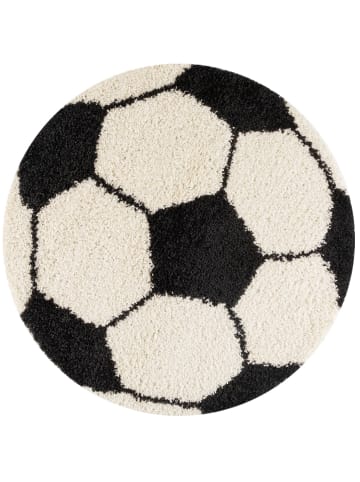 KADIMA DESIGN Kinderteppich Waschbar Fußball MATREI Strapazierfähig OEKO-TEX in Schwarz