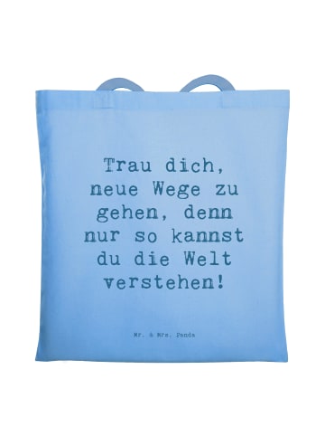 Mr. & Mrs. Panda Shopping Tasche Spruch Unbekannte Orte erkunden... in Sky Blue