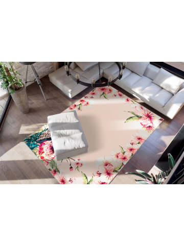 Kenda Sand Kurzflor Teppich Blossom 125 in multi - creme - rechteckig