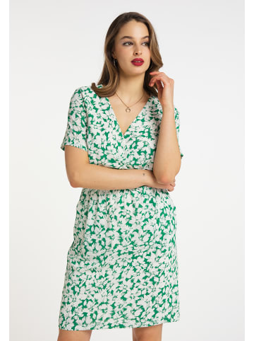 faina Damen Kleid Mit Blumenmuster in Grün Weiss