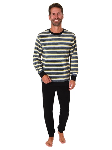 NORMANN Frottee Schlafanzug lang Pyjama RingelMuster - 82334 in gelb