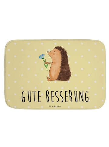 Mr. & Mrs. Panda Duschmatte Igel Blumen mit Spruch in Gelb Pastell