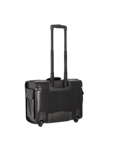 Dermata 2 Rollen Pilotentrolley Leder 39 cm Laptopfach in schwarz