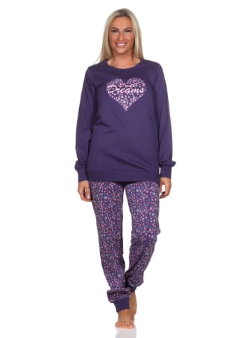 NORMANN Schlafanzug Pyjama langarm Bündchen Sterne - 81623 in lila
