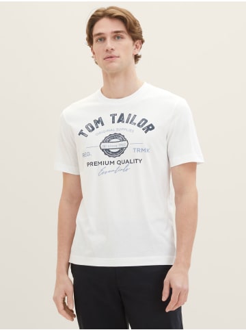 Tom Tailor Logo T-Shirt 2-er Pack Kurzarm Set mit Logo Print in Weiß-2