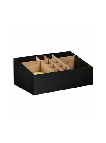 relaxdays Schreibtisch Organizer in Schwarz/ Natur - (B)30 x (H)12 x (T)18 cm