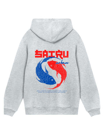 F4NT4STIC Hoodie Koi Fish Japan Streetstyle in grau meliert