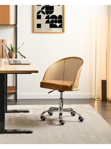 Beliani Bürostuhl BALTIMORE in Braun/Silber/Schwarz - (W) 50 x (H) 76 x (L) 50 cm