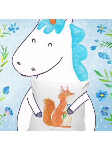 Mr. & Mrs. Panda Kissen 40x40 Eichhörnchen Blume ohne Spruch in Weiß