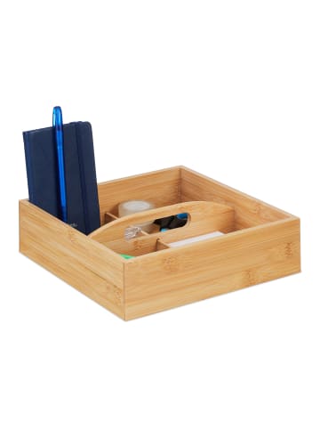 relaxdays Bambus Organizer in Natur - (B)25 x (H)6,5 x (T)25 cm