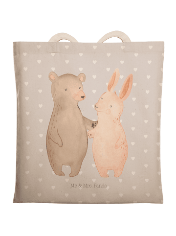 Mr. & Mrs. Panda Tasche Bär und Hase Umarmen ohne Spruch in Grau Pastell