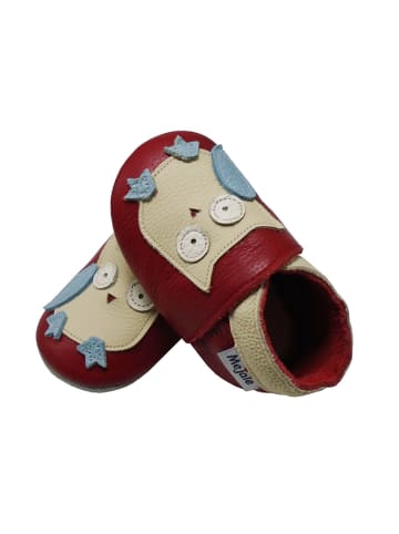 Yalion Leder-Krabbelschuhe "Eulen" in Rot