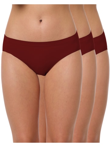 Yenita® Hüftslip 3er Set, Seamless, Mikrofaser in claret-rot