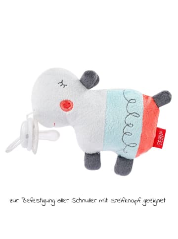 Fehn Mini-Kuscheltier mit Schnullerhalter Nilpferd in grau,bunt