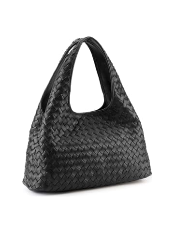 Les Visionnaires Paz Weave Silky Schultertasche Leder 42 cm in black