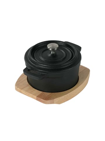 Stoneline Mini Cocotte 9 cm Gusseisen, Kleiner Emaille Topf in Schwarz