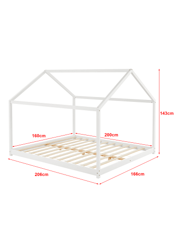 en.casa Kinderbett Cerro mit Matratze in Weiß (B)160cm (L)200cm