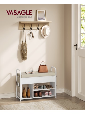 VASAGLE Schuhbank Colten in Wolkenweiß-Cappuccinobeige - (B)80.6 x (H)62.5 x (T)30 cm