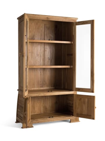 Giner y Colomer Vitrine aus Teakholz mit Glastüren und handgefertigten Schnitzereien