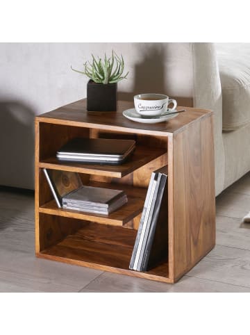 KADIMA DESIGN Beistelltisch | Sheesham, 43x43x30cm, Ablagen