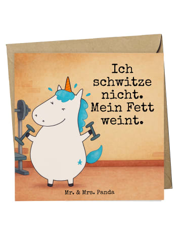 Mr. & Mrs. Panda Deluxe Karte Einhorn Fitness Design mit Spruch in Weiß