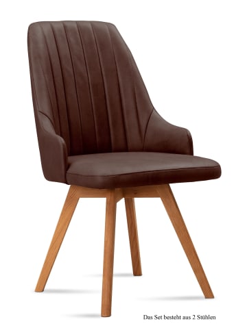 58 aufm Kessel ESSZIMMERSTUHL (2er-Set) Domka 52x91x60 Eiche geölt/Braun