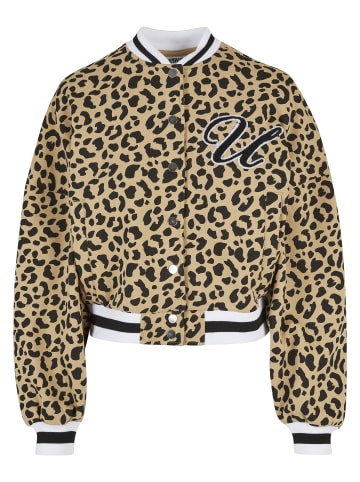 Urban Classics Urban Classics Damen Ladies AOP Oversized College Sweat Jacket in unionbeigeleo/black