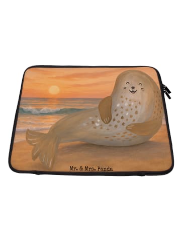 Mr. & Mrs. Panda Laptop Sleeve Robbe Lachen Design ohne Spruch in Weiß
