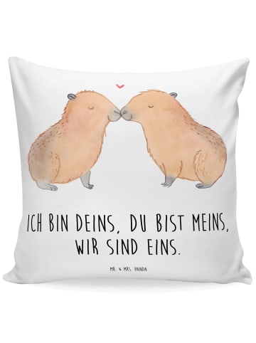 Mr. & Mrs. Panda Sofa Kissen Capybara Liebe mit Spruch in Weiß