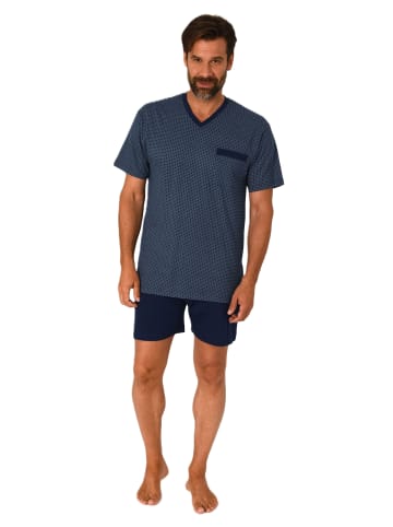 NORMANN Kurzarm Schlafanzug Pyjama Shorty in hellblau