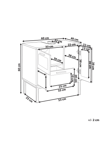 Beliani Waschbeckenunterschrank ROSELL in /Braun - (W) 60 x (H) 60 x (L) 40 cm