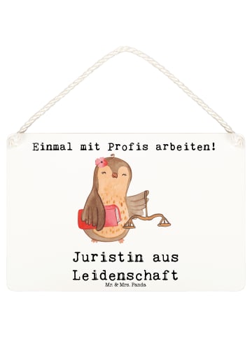 Mr. & Mrs. Panda Deko Schild Juristin Leidenschaft mit Spruch in Weiß