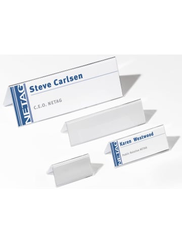 Durable Tischnamensschild 61/122x150 transparent Packung mit 10 Stück