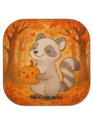 Mr. & Mrs. Panda Untersetzer Glas Waschbär Kürbis Design ohne Sp... in Weiß