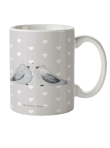 Mr. & Mrs. Panda Camping Tasse Turteltauben Liebe ohne Spruch in Grau Pastell